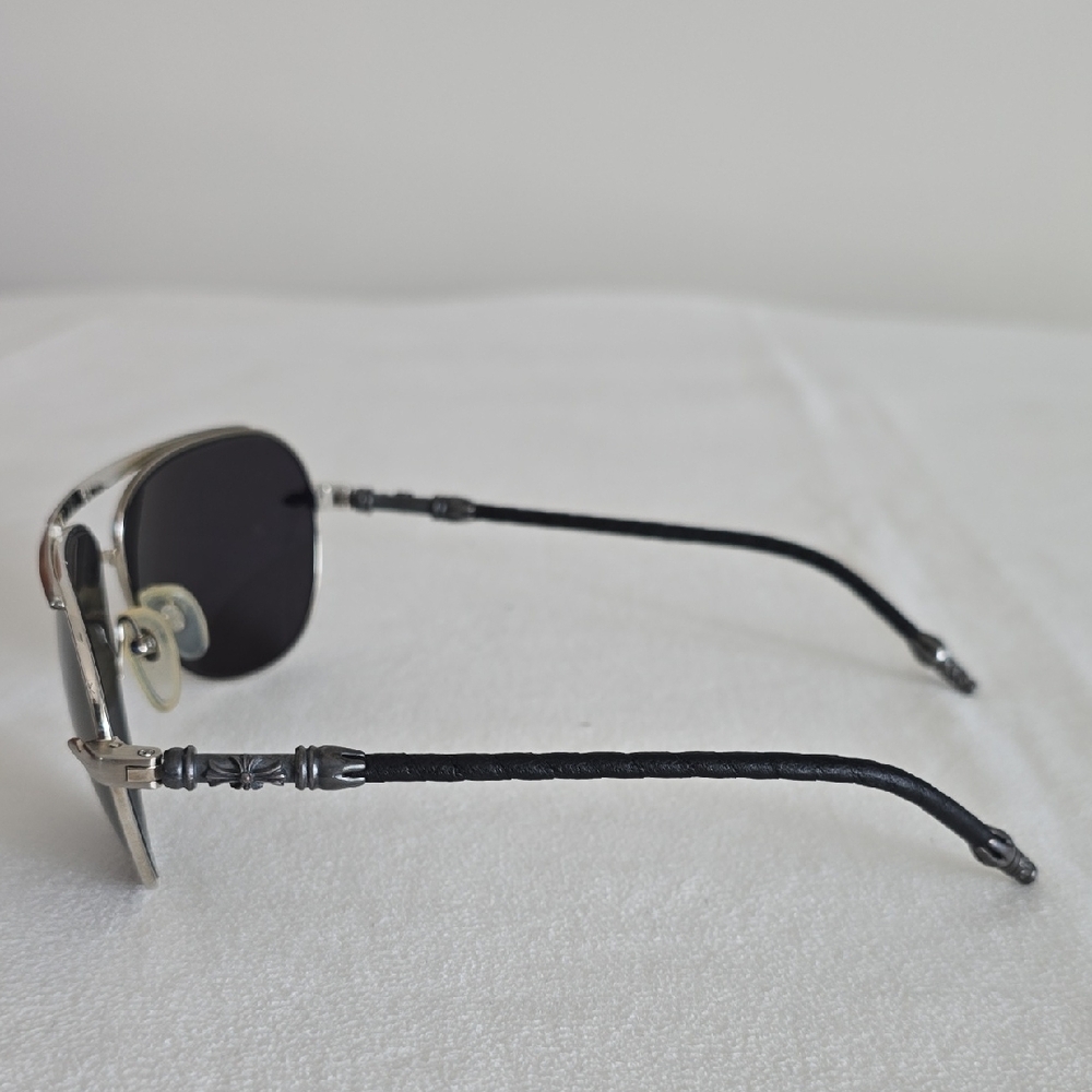 Chrome Hearts Silver Frame Black Lens Aviator Sunglasses For Men Or Woman - Picture 3 of 10